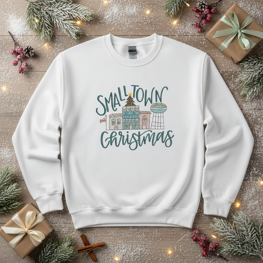 Small Town Christmas Embroidered Sweatshirt