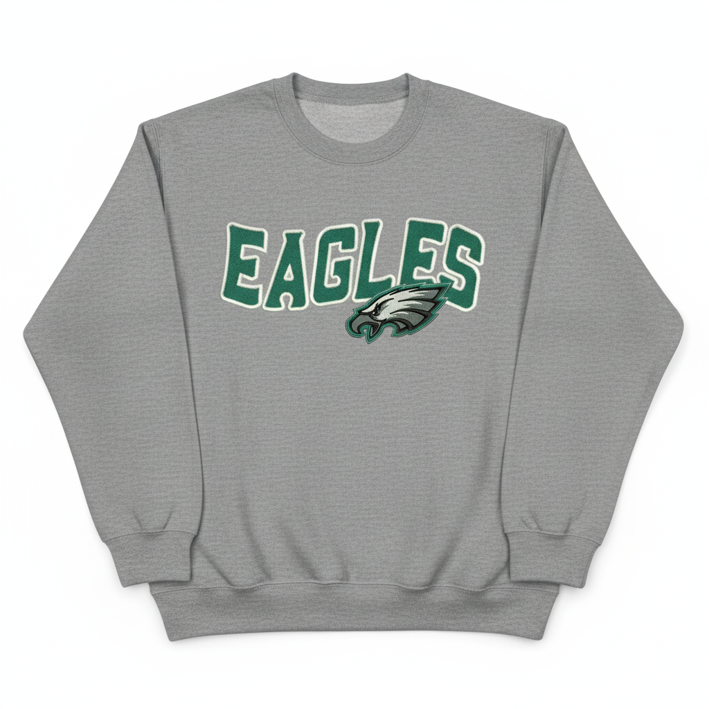 Eagles embroidered design on sport gray sweatshirt