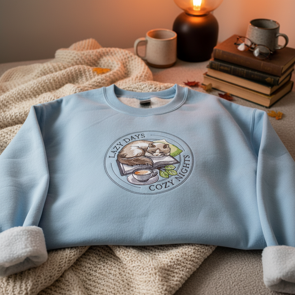 Lazy Days Cozy Nights Embroidered Sweatshirt