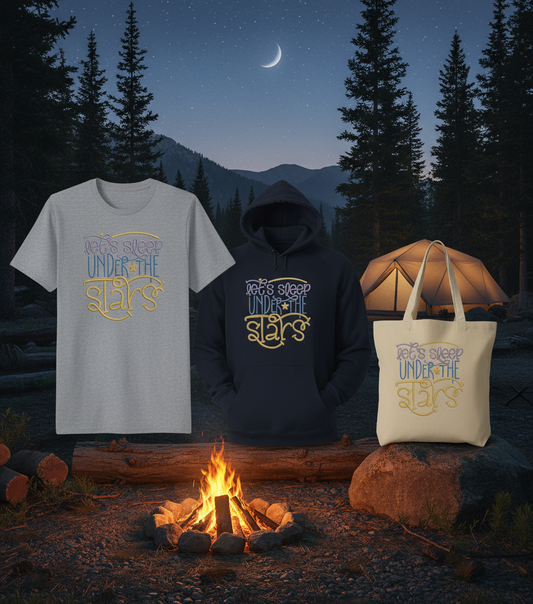 Let's Sleep Under the Stars - Embroidered Tote Bag
