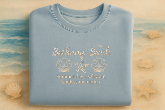 🏖️ Bethany Beach Embroidered Sweatshirt - Summer Days Coastal Design