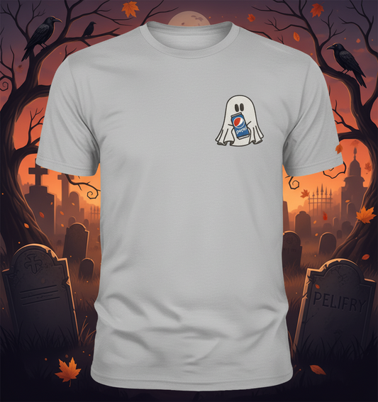 Halloween Embroidered Ghost holding a can of Pepsi