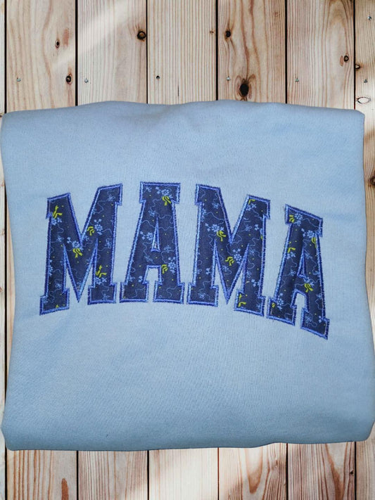 Mama Appliqued Embroidered Sweatshirt - Floral Design