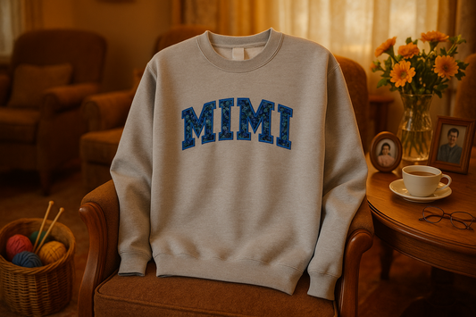 Mimi Embroidered Sweatshirt - Floral Lettering Grandmother Gift