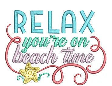 Relax You're on Beach Time Embroidered Tote Bag - Beach Vacation Gift