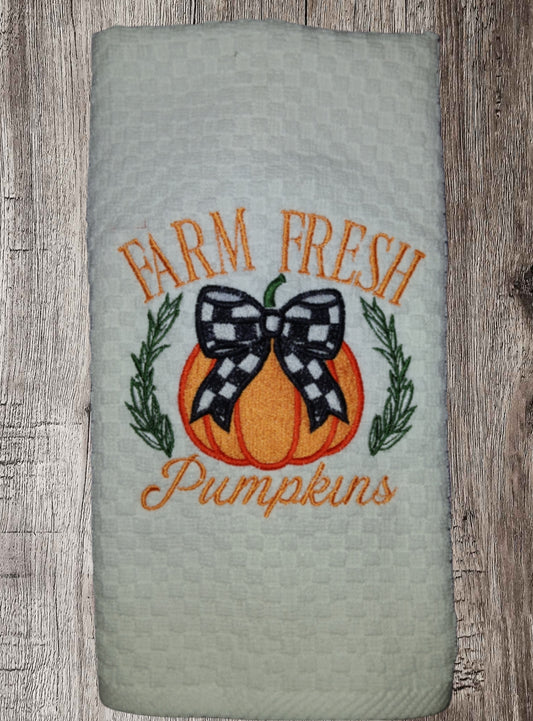 Farm Fresh Pumpkins Embroidered Kitchen Towels