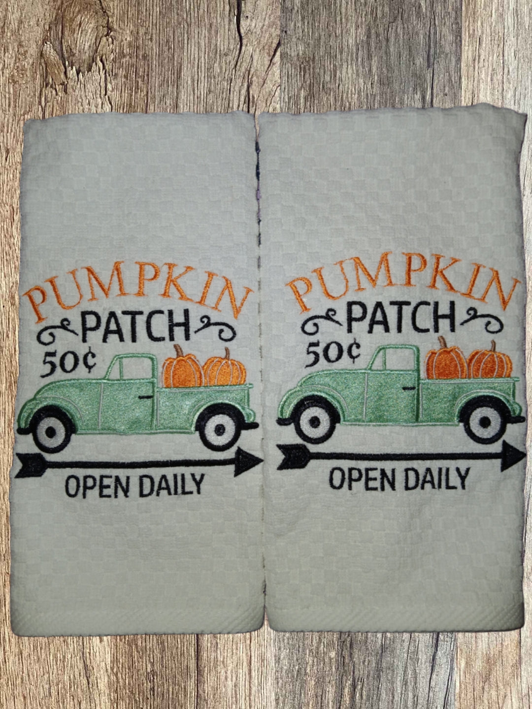 Embroidered Pumpkin Patch Kitchen Towel Set