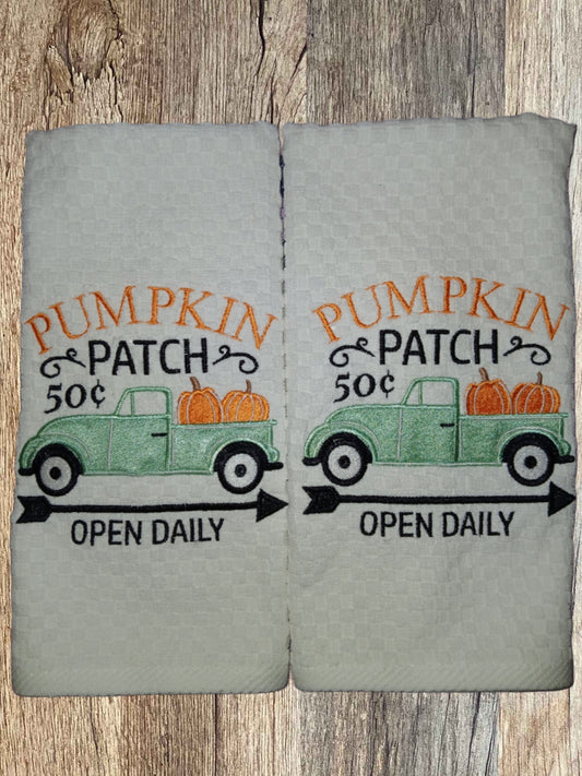 Embroidered Pumpkin Patch Kitchen Towel Set