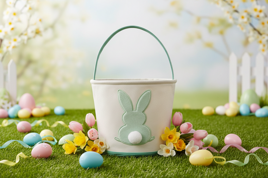 Personalized Embroidered Velour Easter Bunny Bucket
