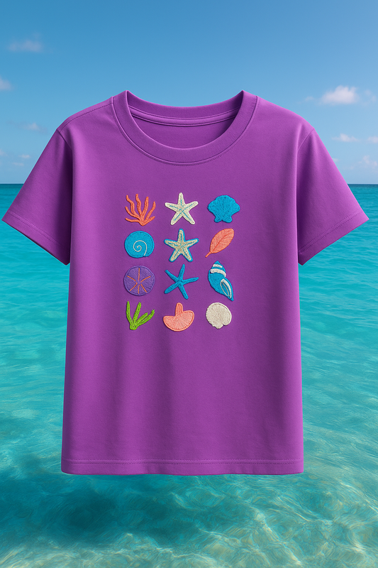 🌊 Sea Life Embroidered T-Shirt - Ocean Vibes Collection 🐚