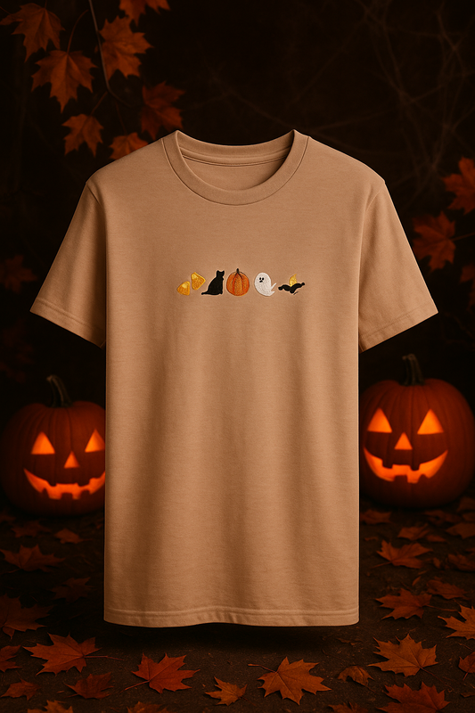 🎃 Halloween Embroidered T-Shirt - Spooky Squad Design