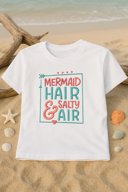 Mermaid Hair & Salty Air Embroidered T-Shirt