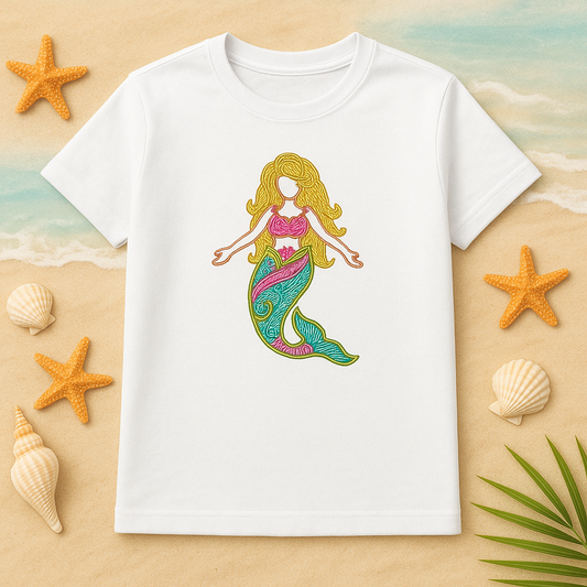 Mehndi Mermaid Embroidered T-Shirt