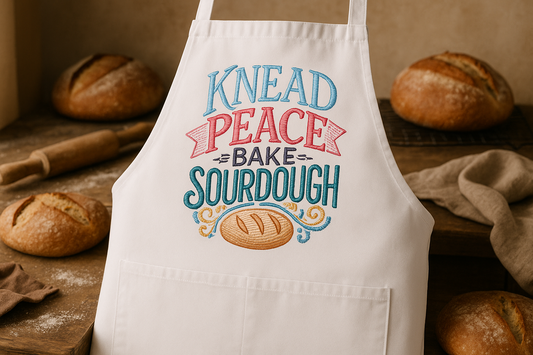 Knead Peace Bake Sourdough' Embroidered Apron 🥖