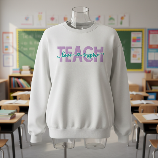 TEACH Love Inspire Custom Embroidered Sweatshirt