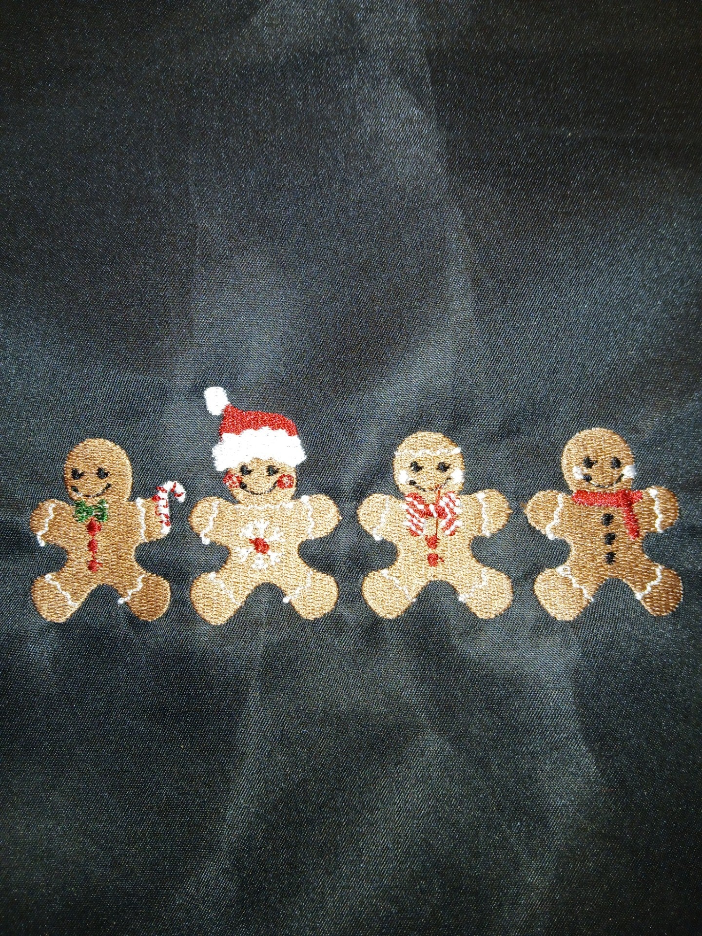 Gingerbread Men Embroidered Black Apron