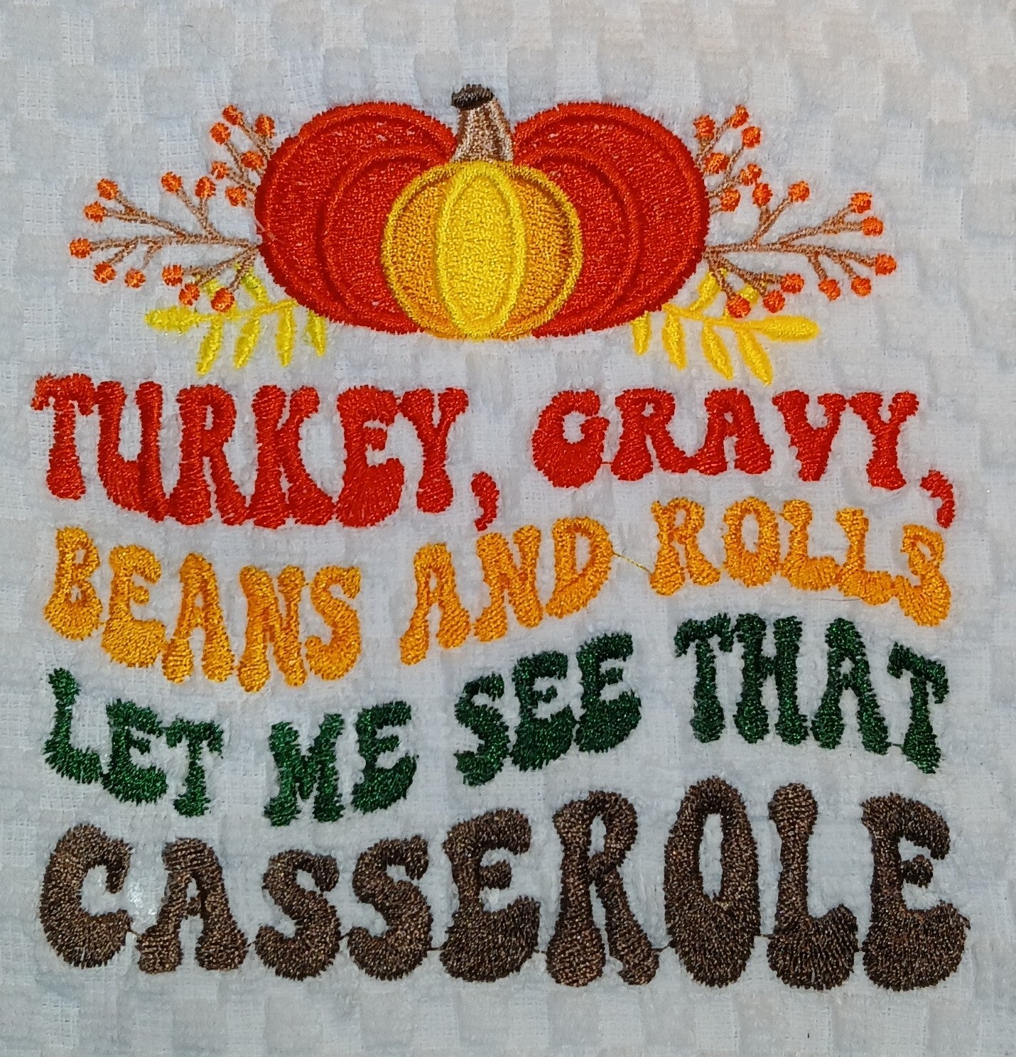 🦃 Thanksgiving Kitchen Towels Set - Turkey Gravy Casserole Embroidered Waffle Weave Towels 🍂