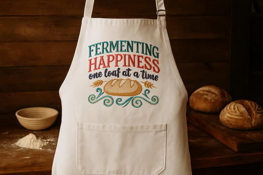 'Fermenting Happiness One Loaf at a Time' Embroidered Apron ✨