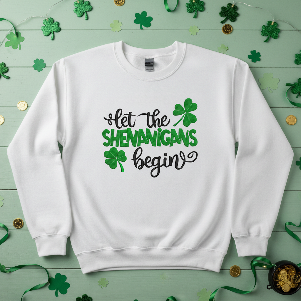 Let the Shenanigans Begin Embroidered Sweatshirt