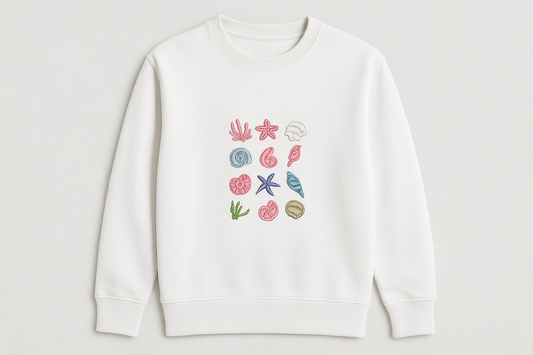 🐚 Embroidered Seashell Sweatshirt - Ocean Themed Design 🌊