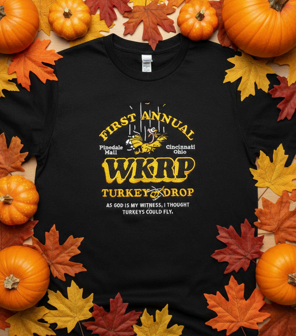 🦃 WKRP Turkey Drop T-Shirt - First Annual Pinedale Mall Cincinnati Ohio 📺
